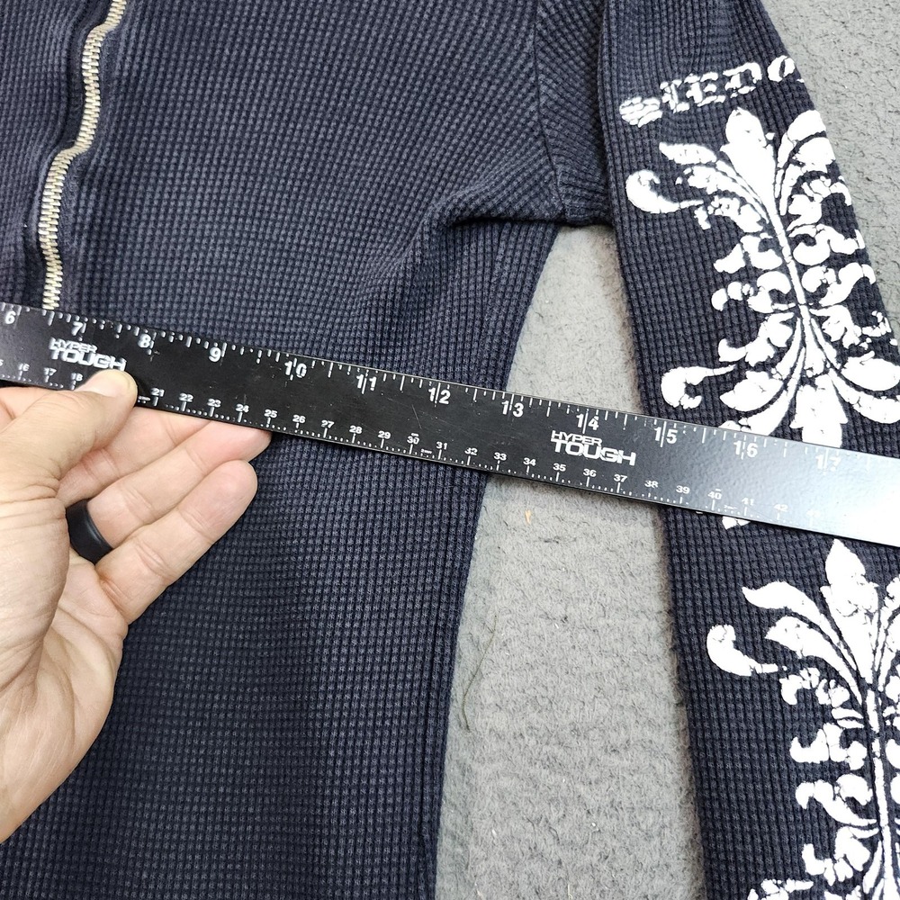 Y2K Sledge Shirt Womens Small Blue Hooded Thermal 1/2 Zip Long Sleeve Graphic - Picture 6 of 9